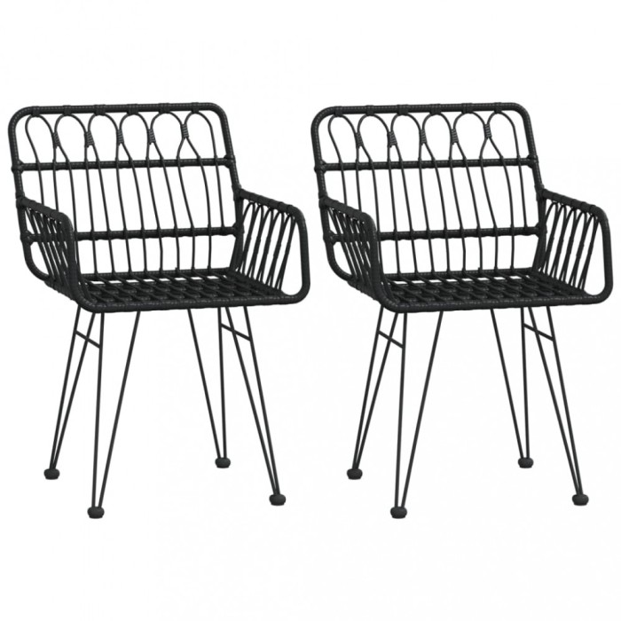 Scaune de gradina cu cotiere 2 buc. negru 56x64x80 cm ratan PE