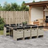 VidaXL Set mobilier grădină cu perne, 9 piese, gri deschis, poliratan 3210563