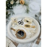 Tavita Mot/Turta, Buretata din Catifea cu 7 Piese - Alba - TPT502