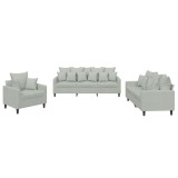 Cumpara ieftin Set de canapele cu perne, 3 piese, gri deschis, catifea