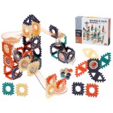 Set blocuri de constructie KIK, pista bile, 110 elemente, 3 ani+, multicolor