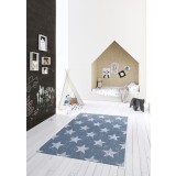 Covor Premium Belgian Model Essenza 48648-591, Marime 80 x 150 cm, Albastru, Inaltime Fir 7 mm, Antialergic, Polipropilena, Living, Dormitor, Sufrager