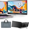 Monitor Extensibil Dublu Laptop 13.3-17", Ecran 14" IPS Full HD 1080P, USB-C, Plug & Play, Portabil, Compatibil Windows/MacOS, Geanta Inclusa, Negru