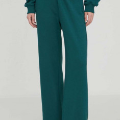 Hollister Co. pantaloni de trening culoarea verde, neted