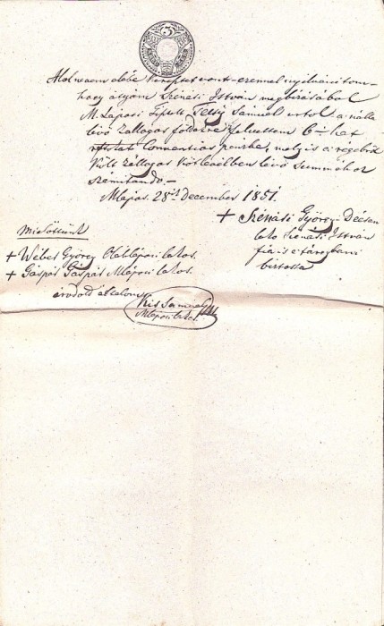 A3738N Act privitor la un &icirc;mprumut de florini renani, 1851, T&acirc;rgu Lăpuș, limba maghiară