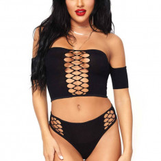 Himera - Set opac lenjerie intimă sexy pentru femei, negru