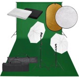 VidaXL Set studio foto cu lumină, fundal și reflector