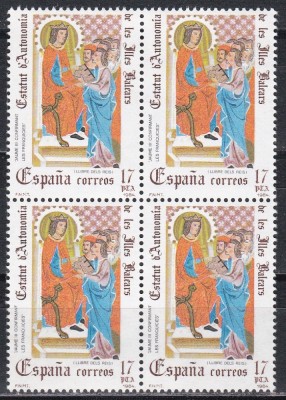 Spania 1984 - Statutul de autonomie al Insulelor Baleare, Bloc de 4, MNH foto
