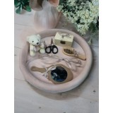 Cumpara ieftin Tavita Mot/Turta, Buretata din Catifea cu 7 Piese - Roz-Nude - TPT504