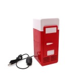 Mini frigider rosu si alb pentru birou cu alimentare USB