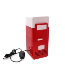 Mini frigider rosu si alb pentru birou cu alimentare USB