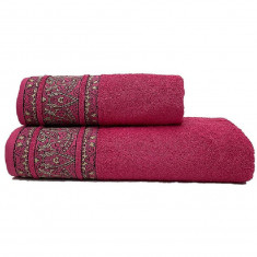 Set 2 Prosoape Ornament Fucsia 50x100 si 70x140 cm (Bumbac 100%)