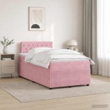 Cumpara ieftin Pat boxspring cu saltea cu benzi LED Roz 120 x 200 cm Catifea