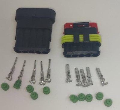 Set conectori cablu Superseal 1.5 tata-mama mufa 5 pin +10 pini inclusi + 10 garnituri incluse IP67 TE Connectivity 282107-1-SET foto