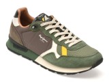 Pantofi sport PEPE JEANS kaki, MS40021, din material textil si piele naturala