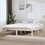 Cadru de pat King Size, alb, 150x200 cm, lemn masiv