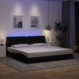 Cumpara ieftin Cadru de pat cu LED fără saltea țesătură neagră 200x200 cm