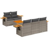 Cumpara ieftin Set mobilier gradina cu perne, 6 piese, gri, poliratan
