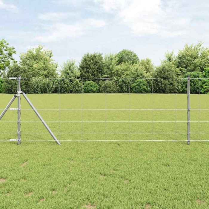 Gard pentru c&acirc;mp Argintiu 50 x 0.8 m Oțel galvanizat