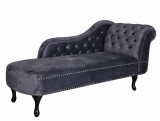 Sofa Chesterfield din lemn masiv negru cu tapiterie gri inchis FHA069, Paturi si seturi dormitor