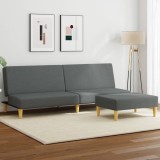VidaXL Canapea extensibilă 2 locuri/perne/taburet, gri &icirc;nchis, catifea