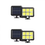 Комплект 2 соларни лампи 128 LED, 30W, сензор за движение, кабел 5 метра, автономност 8ч., Oem