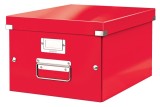 Cutie depozitare Leitz WOW Click &amp; Store, carton laminat, partial reciclat, pliabila, cu capac si maner, 28x20x37 cm, rosu