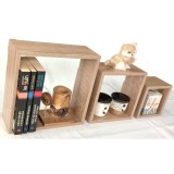 Rafturi mdf cu sistem de fixare ascuns culoare naturala - 3buc