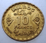7.607 MAROC PROTECTORAT FRANCEZ MOHAMMED V 10 FRANCS FRANCI 1371/1952 XF, Africa, Bronz-Aluminiu