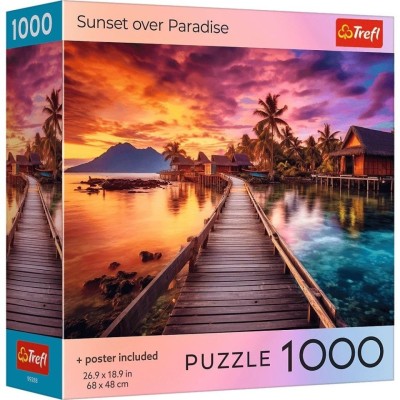 PUZZLE TREFL 1000 COLECTIA SUA APUS DE SOARE PESTE PARADIS POSTER INCLUS foto