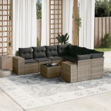 Gossi set canapele de gradina, 9 piese, cu perne, gri, poliratan