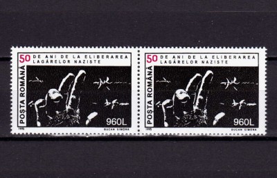 ✅ RO 1995 LP 1371 &amp;quot;50 ani de la eliberarea lagarelor naziste &amp;quot;,pereche H ,MNH foto