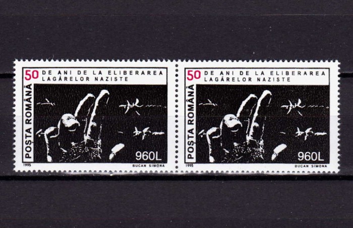 ✅ RO 1995 LP 1371 &quot;50 ani de la eliberarea lagarelor naziste &quot;,pereche H ,MNH