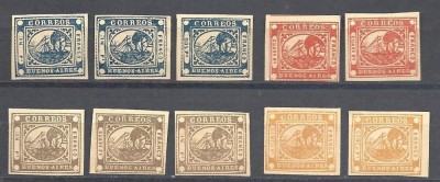 Argentina Buenos Aires 1858 Steam ships Mi.1,3-7 10 values MNG AM.376 foto
