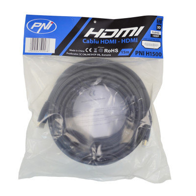 Cablu HDMI PNI H1500 High-Speed 1.4V, plug-plug, Ethernet, gold-plated, 15m PNI-HDMI15M foto