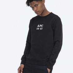 A.P.C. hanorac de bumbac Sweat Gaby bărbați, culoarea negru, cu imprimeu COECQ.H27609-HEATHEREDG