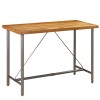 Masă bar lemn masiv tec reciclat vidaXL 150x70x106 cm, maro, stil industrial, blat durabil, picioare otel, lustruită și lăcuită