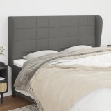 vidaXL Tăblie de pat cu aripioare gri &icirc;nchis 203x23x118/128 cm, textil