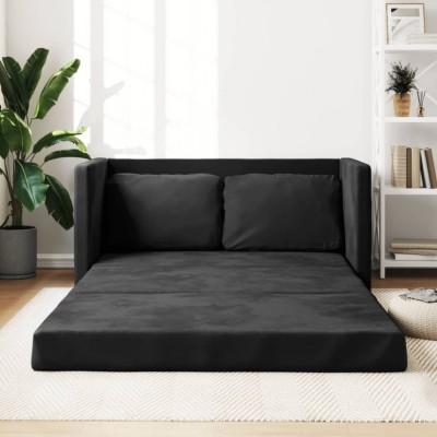 vidaXL Canapea extensibilă 2 &amp;icirc;n 1, negru, 122x204x55 cm catifea foto