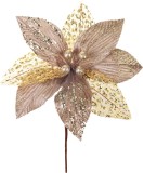 Floare decorativa de Craciun tip poinsettia champagne, 17 cm