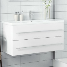 Dulap pentru chiuvetă de baie, lavoar &icirc;ncorporat, alb
