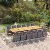 vidaXL Set mobilier de grădină cu perne, 13 piese, gri, poliratan