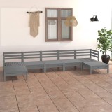 Gossi set mobilier de gradina, 7 piese, gri, lemn masiv de pin