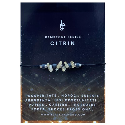 Bratara cu cristale de Citrin Essentials Black - abundenta si succes foto