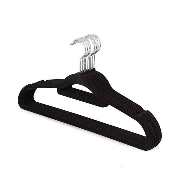 Set 5 umerase pentru haine DEPOX&reg;, Catifea, Antiderapant, Negru