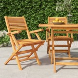 VidaXL Scaune de grădină pliante, 2 buc, 55x62x90 cm, lemn masiv tec