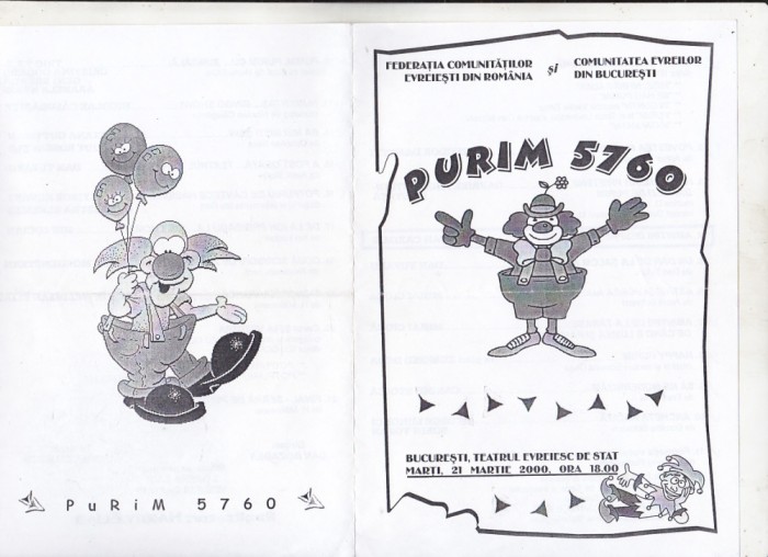 bnk rev Program Purim 5760 - Bucuresti - Teatrul evreiesc de stat - 2000