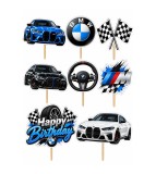 Set 8 Toppere Model BMW pentru Tort, Carton Foliat