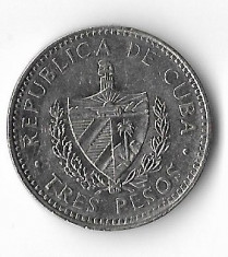 Moneda 3 pesos 1992 - Cuba foto