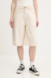 Dickies pantaloni scurți din bumbac culoarea bej, uni, high waist, DK0A4Z85F901
